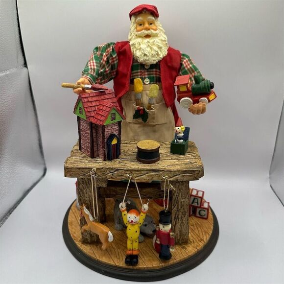Traditions Vintage Santa Claus Toy Maker Figurine Fabric Mache Santa Centerpiece - Picture 1 of 16